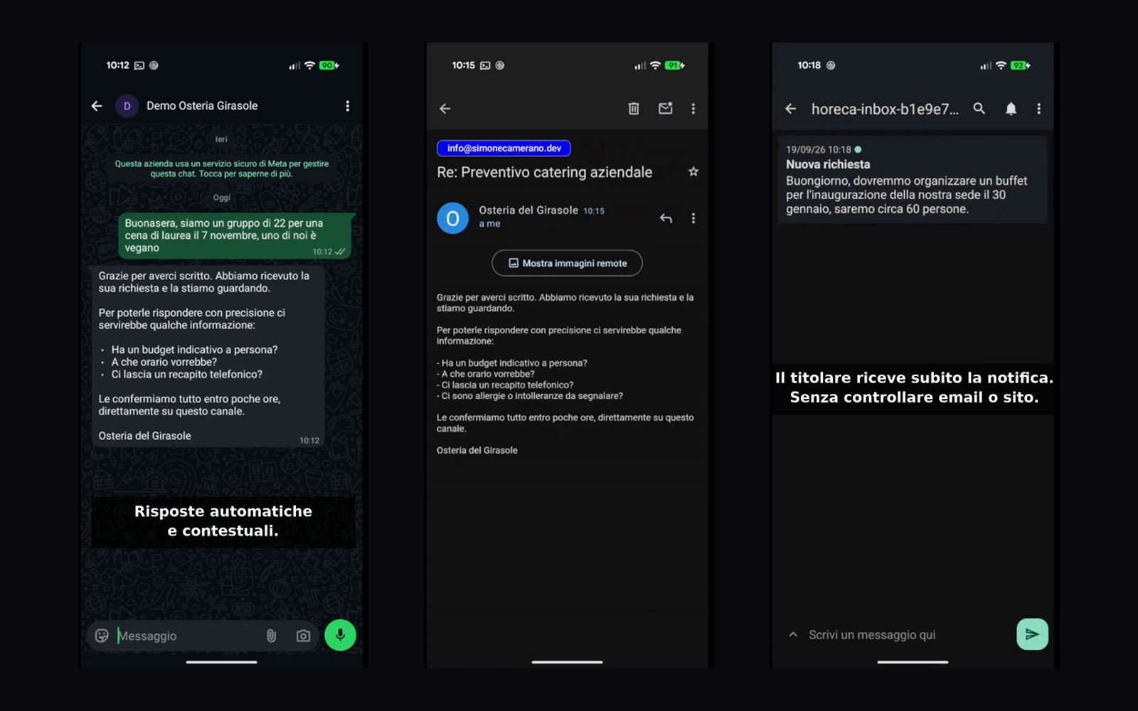 Screenshot del progetto Horeca Inbox